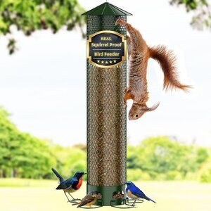 Metal Squirrel Proof Bird Feeder (6.5LB) for Outdoors: Attracts Finch, Cardinal